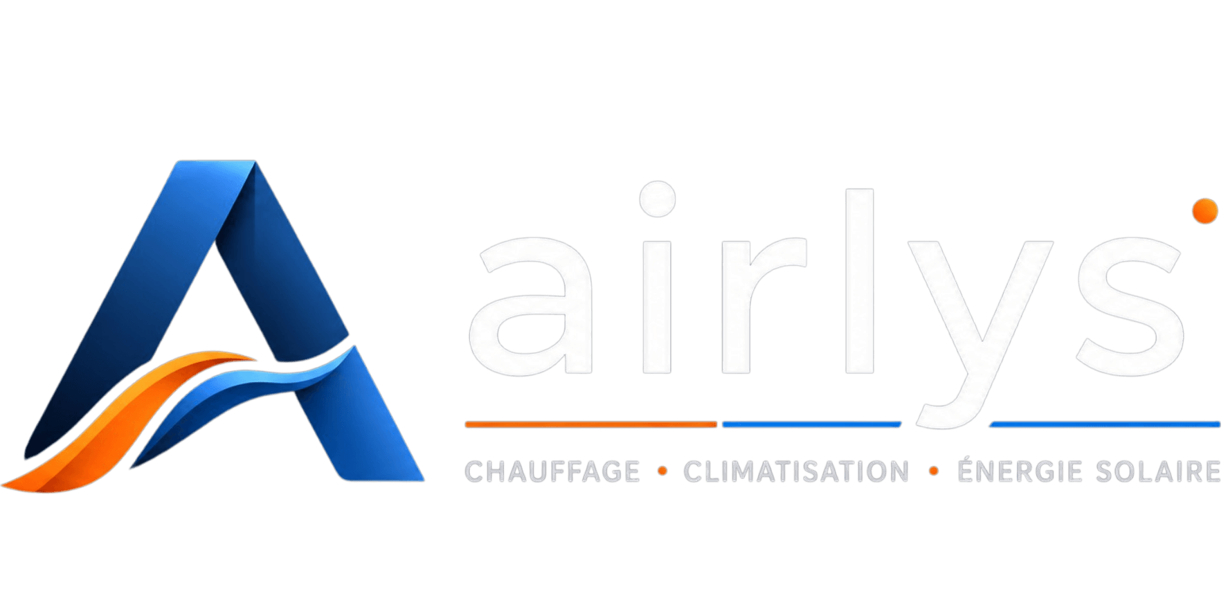 Logo de l'entreprise airlys illustrant une maison entourée d'une flamme et d'un flocon de neige, avec le slogan "Chauffage • Climatisation • Énergie Solaire" en dessous.